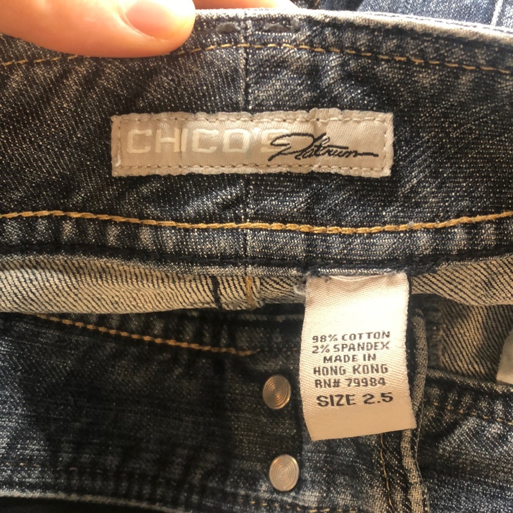 Chicos Platinum Jeans Bling Gem Pockets Medium Wash Mid Rise Womens 2.5 14 - Picture 7 of 8